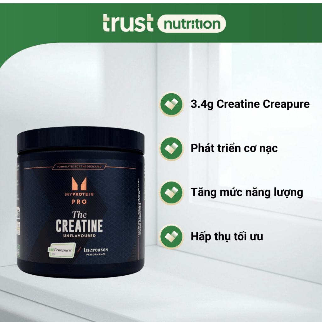 Bột tăng sức mạnh cơ bắp Myprotein Creapure Creatine Monohydrate