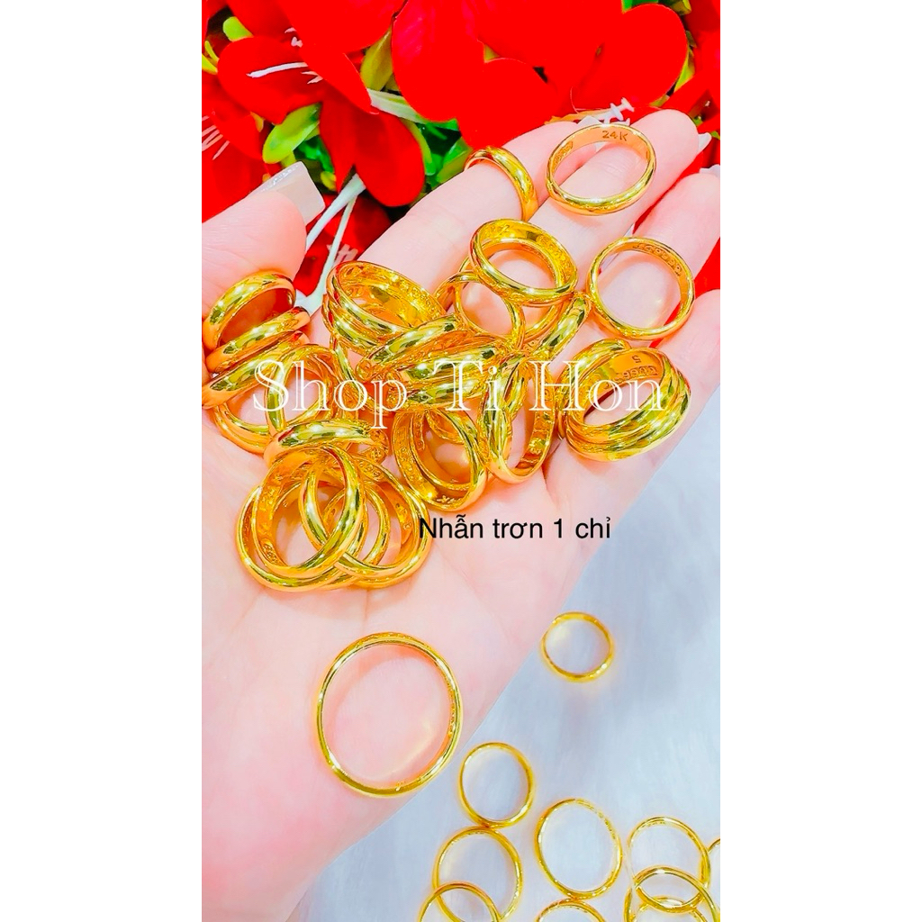 Nhẫn trơn 1 chỉ ,2 chỉ xi đẹp màu 24 mẫu mới về