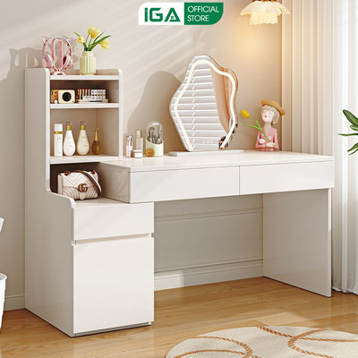 Bàn trang điểm IGA kèm kệ và tủ gỗ MDF phủ melamine cao cấp - GP424