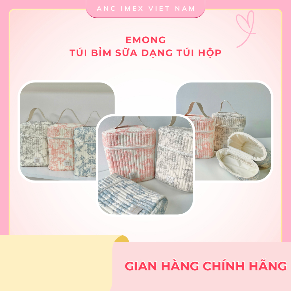 Túi bỉm sữa Toile Emong- Dạng Túi Hộp 22x24cm