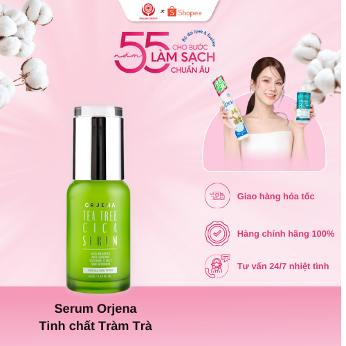 Serum Orjena Tràm Trà & Rau Má Hỗ Trợ Giảm Mụn, Cấp Ẩm, Dịu Da Nhạy Cảm 45ML