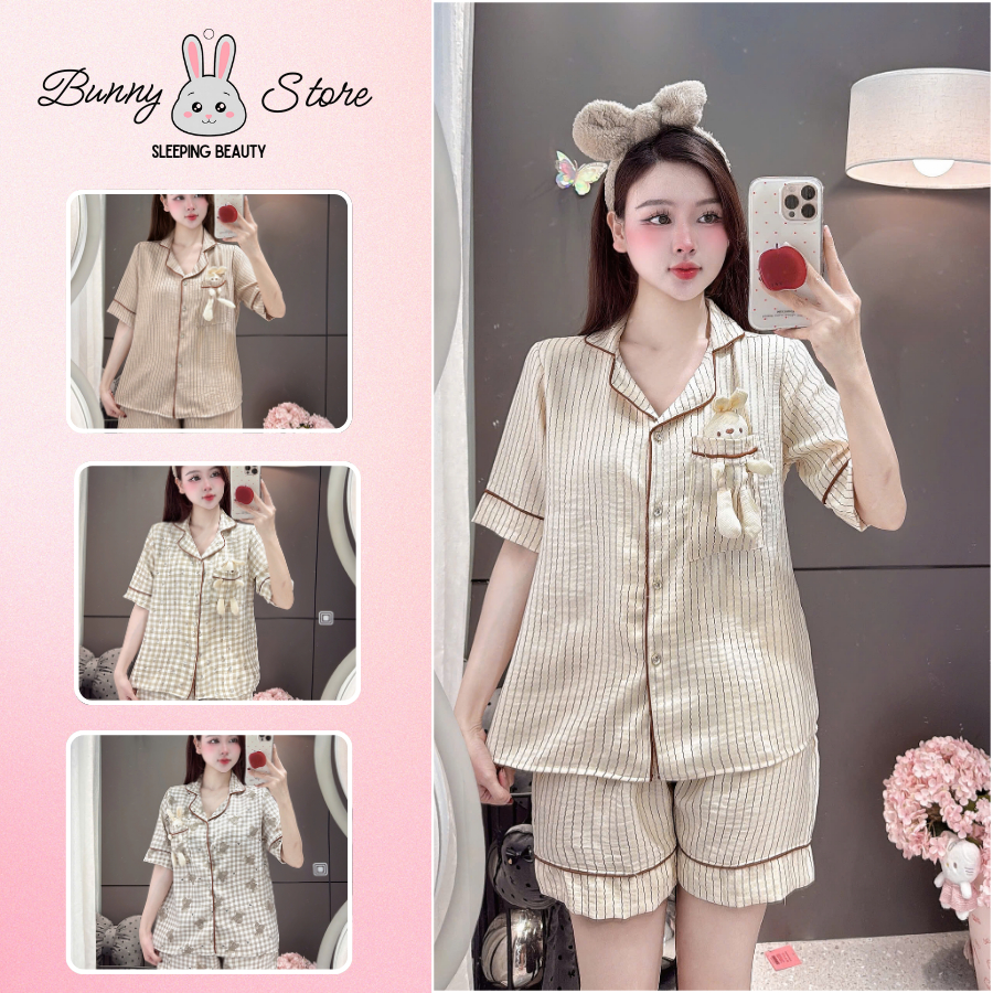 BUNNY Đồ Ngủ Nữ Pijama Mặc Nhà Chất Liệu Đũi Nhung Siêu Mềm Mịn DU36 Cao Cấp Thoải Mái Cho Phụ Nữ Hiện Đại