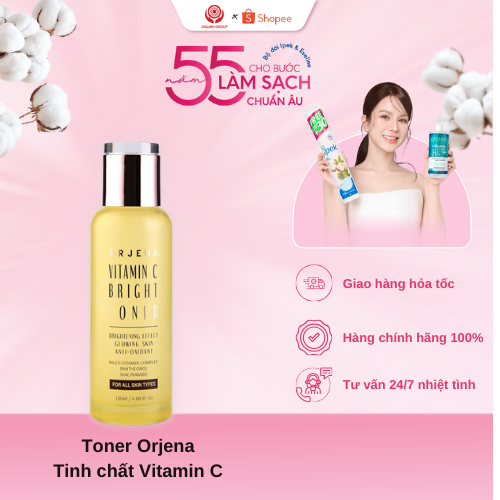 Toner, nước hoa hồng Orjena Vitamin C Giúp Da Tươi Sáng, Cân Bằng Da, Phù Hợp Mọi Loại Da 120M