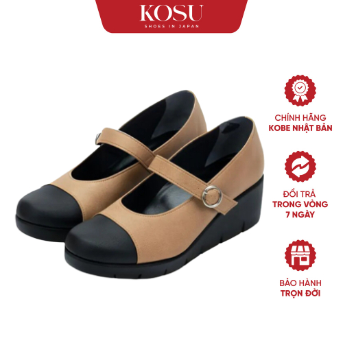 Giầy da nữ KOSU Mary Jane cao 5,5cm, giày đế xuồng Nhật Bản thiết kế trẻ trung 24009