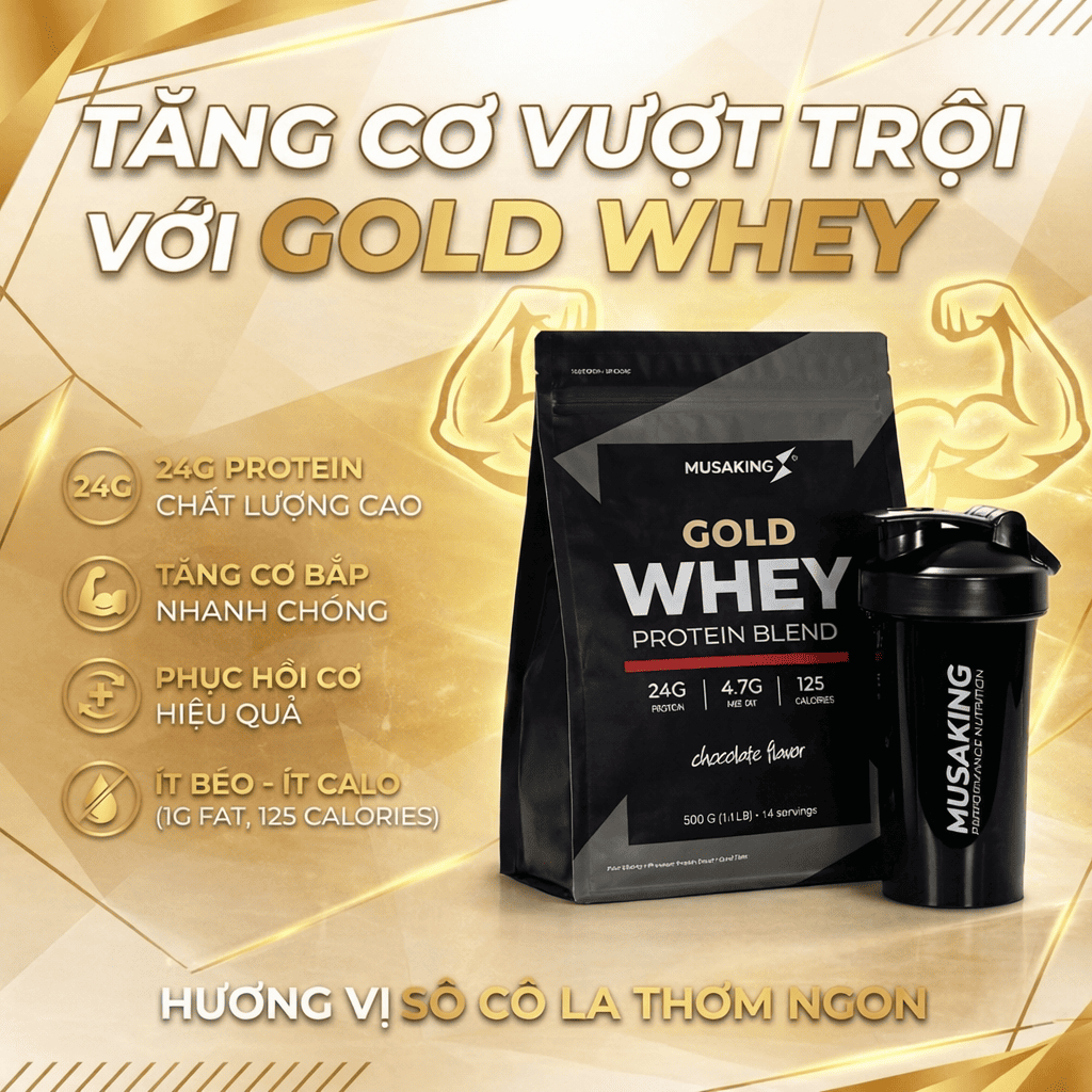 Whey Protein MUSAKING Gold Whey 500g– Whey Blend 24g Protein Tăng Cơ Giảm Mỡ Bổ Sung Protein Sau Tập