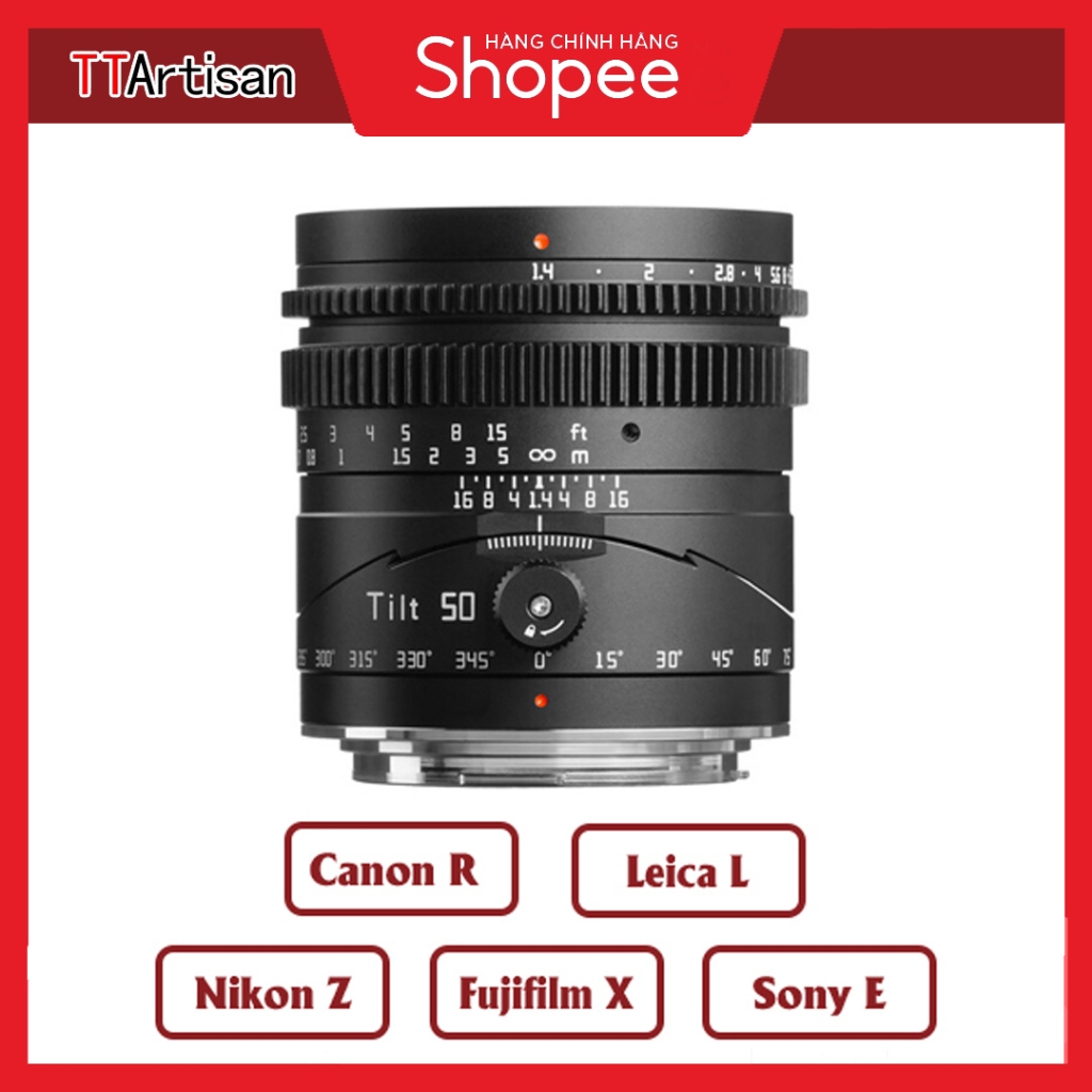 Ống Kính TTArtisan Tilt 50mm f/1.4 Dành Cho Máy Ảnh Fujifilm X, Nikon Z, Sony E, Leica L, Canon RF