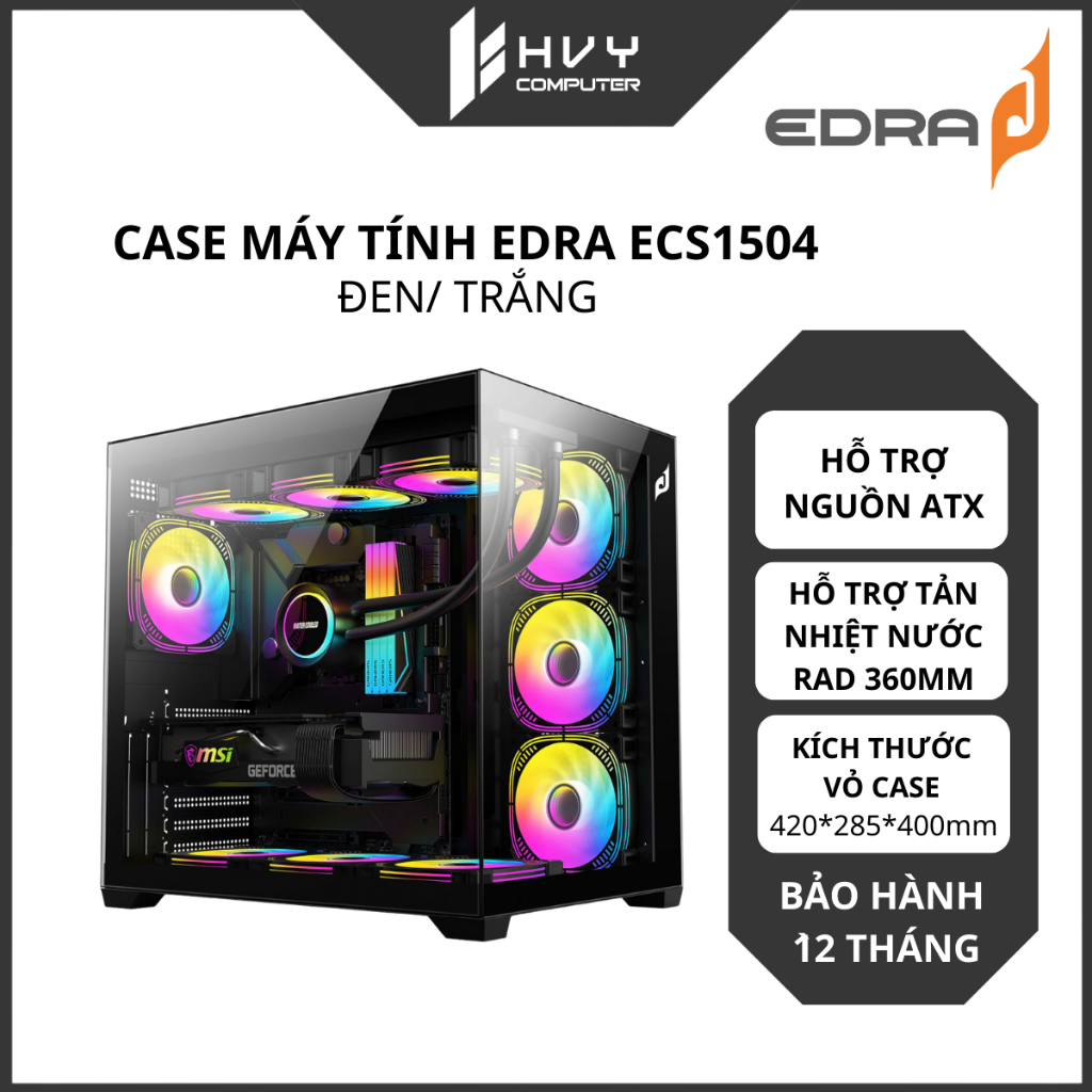 Case PC EDRA ECS1504 | Hỗ Trợ M-ATX / ITX, Thoáng Khí - Hàng Chính Hãng
