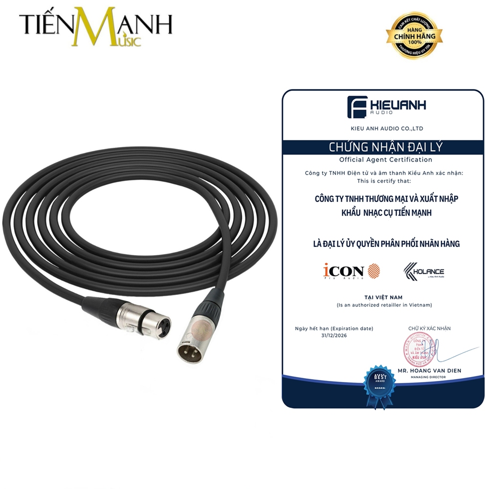 [Chính Hãng] Dây Cáp Mic Icon 2 Đầu Canon XLR CFM - 2.0 Dài 2m Balanced Cable Micro Đực Sang Cái CFM