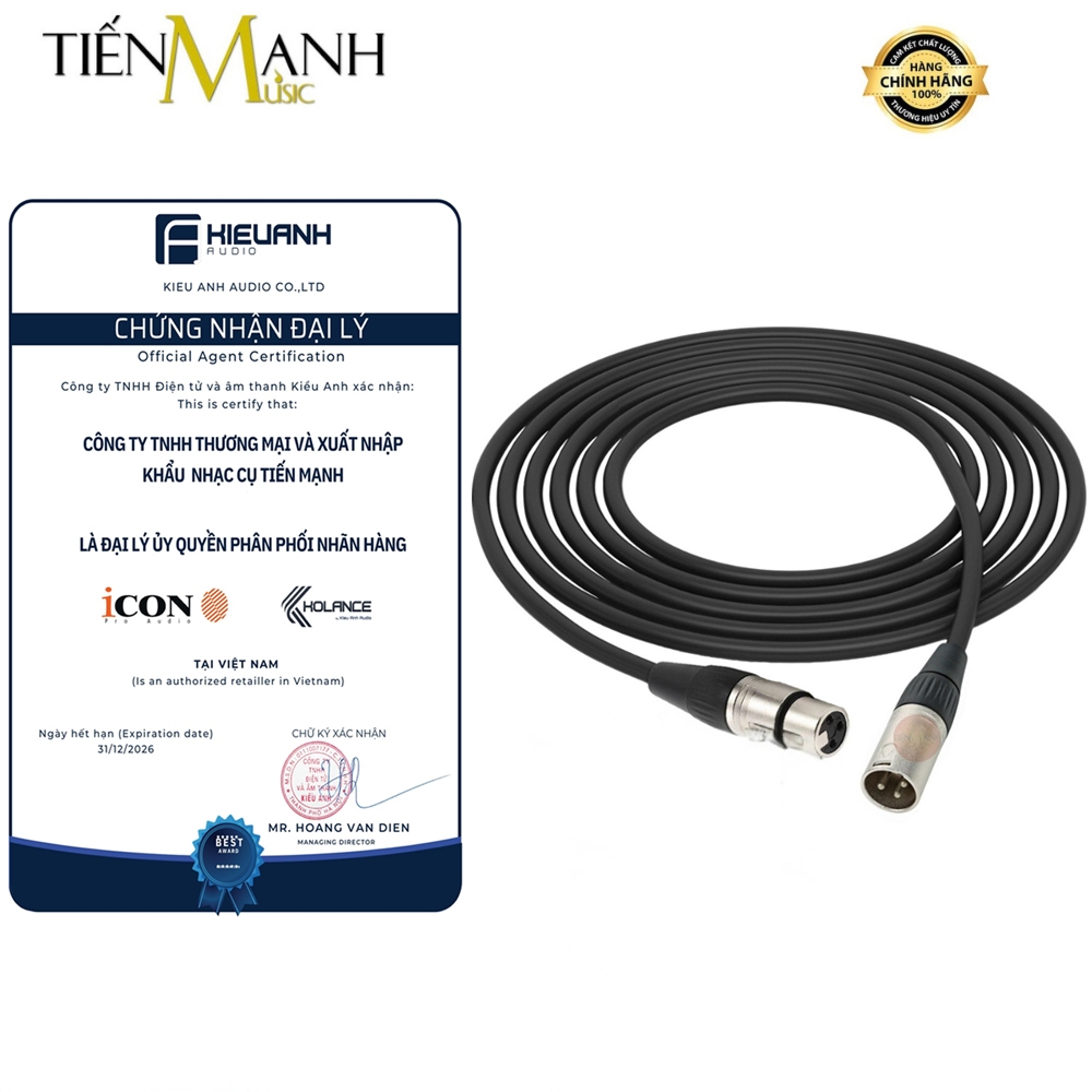 [Chính Hãng] Dây Cáp Mic Icon 2 Đầu Canon XLR CFM - 2.0 Dài 2m Balanced Cable Micro Microphone Đực S