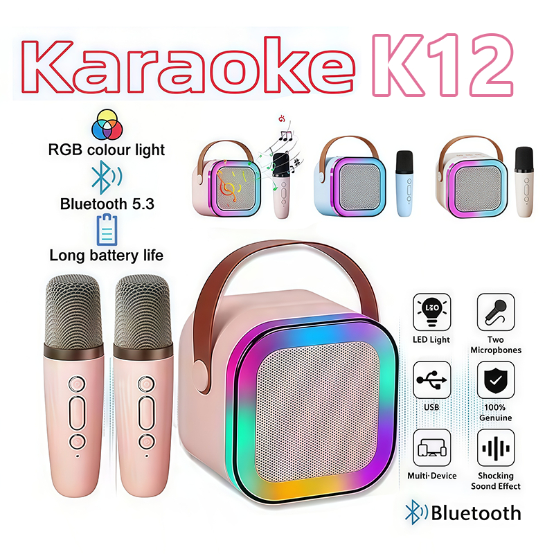 [GIÁ HỦY DIỆT]HOT Loa Bluetooth Karaoke Mini K12 Kèm 2 Micro,Hát Karaoke Tại Nhà