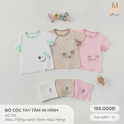 Bộ Cộc Tay Tăm In Hình Lil Little Love [ Siêu Mềm, Mát, Mịn Co Dãn Và Thấm Hút Mồ Hôi Tốt] Size 6M - 4Y (HCT24)