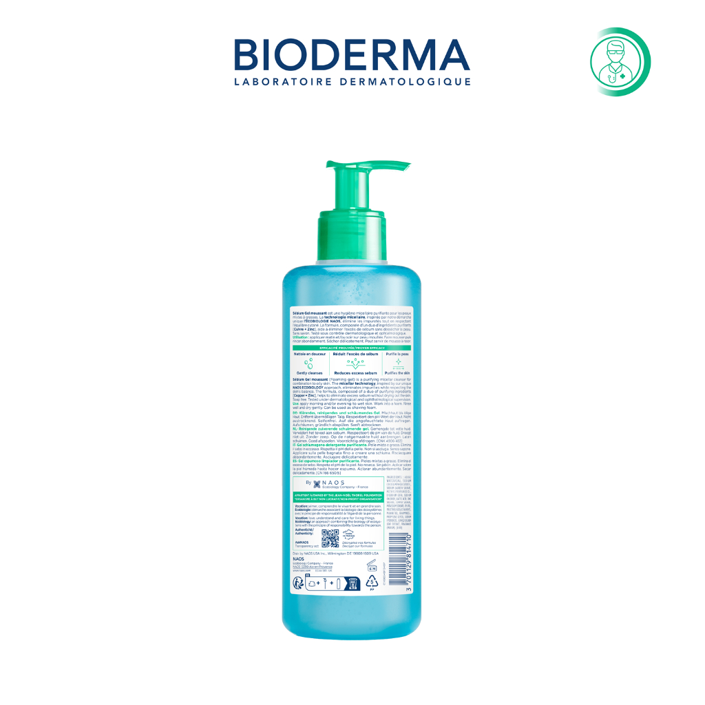 Gel rửa mặt tạo bọt, không chứa xà phòng Bioderma Sebium Gel Moussant - 400ml | BigBuy360 - bigbuy360.vn