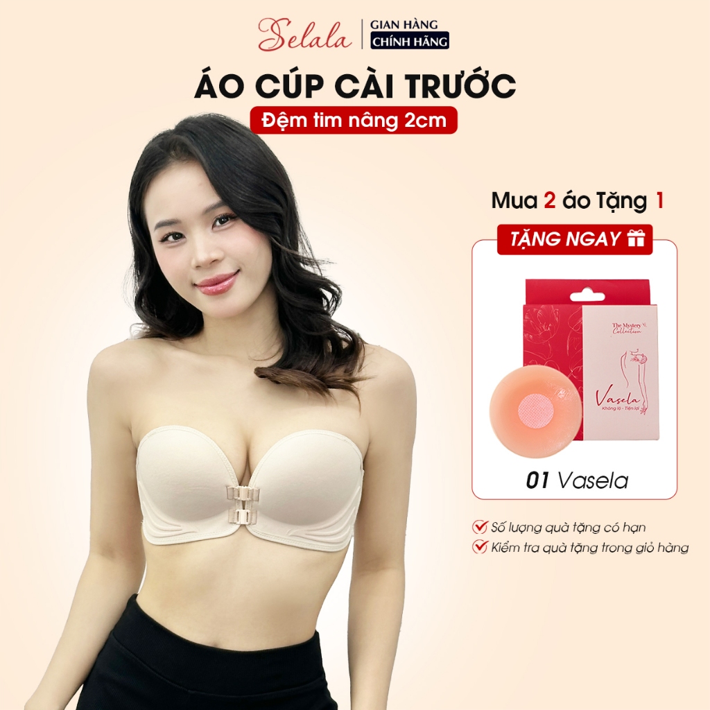 Áo Ngực Không Dây Cài Trước Selala Chống Tụt Không Gọng Đệm Bàn Tay 3D SE12