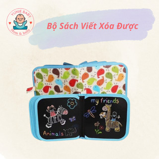 Bộ Sách Viết Xóa Được Tặng Kèm Bút Màu, Sách Vẽ Xóa Có Bút Dạ Viết Bảng Xóa Nhiều Màu Cho Bé 3 tuổi