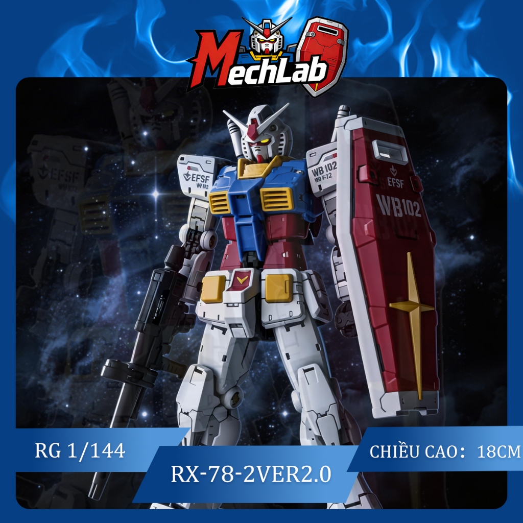RG 1/144 RX-78-2 2.0 Gundam Assembly Model Kit with Base Water Slide Decals  ABS Plastic Action Figu