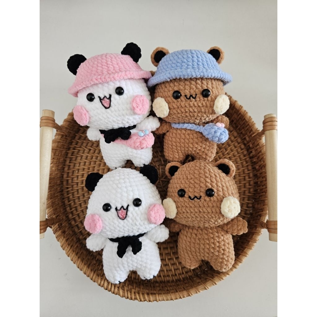 Móc khóa đôi DuDu & BuBu bằng len handmade cute đáng yêu (Ảnh thật của shop)