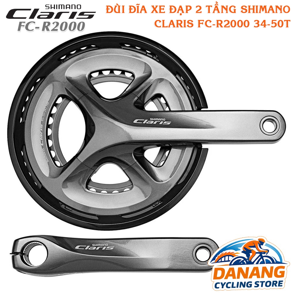 Đùi Đĩa Rỗng Xe Đạp SHIMANO Claris FC R2000 2 Tầng 34-50T | Giò Dĩa Road, Touring – Chính Hãng