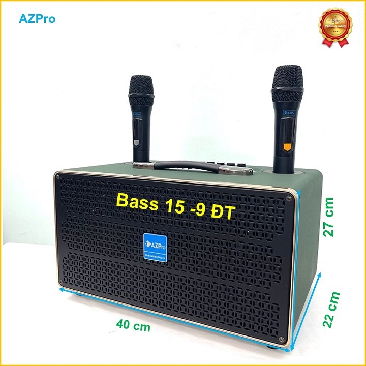 Loa xách tay Bluetooth chính hãng Azpro,Az-388 Bass 15-9 đường tiếng,Mic set tần số