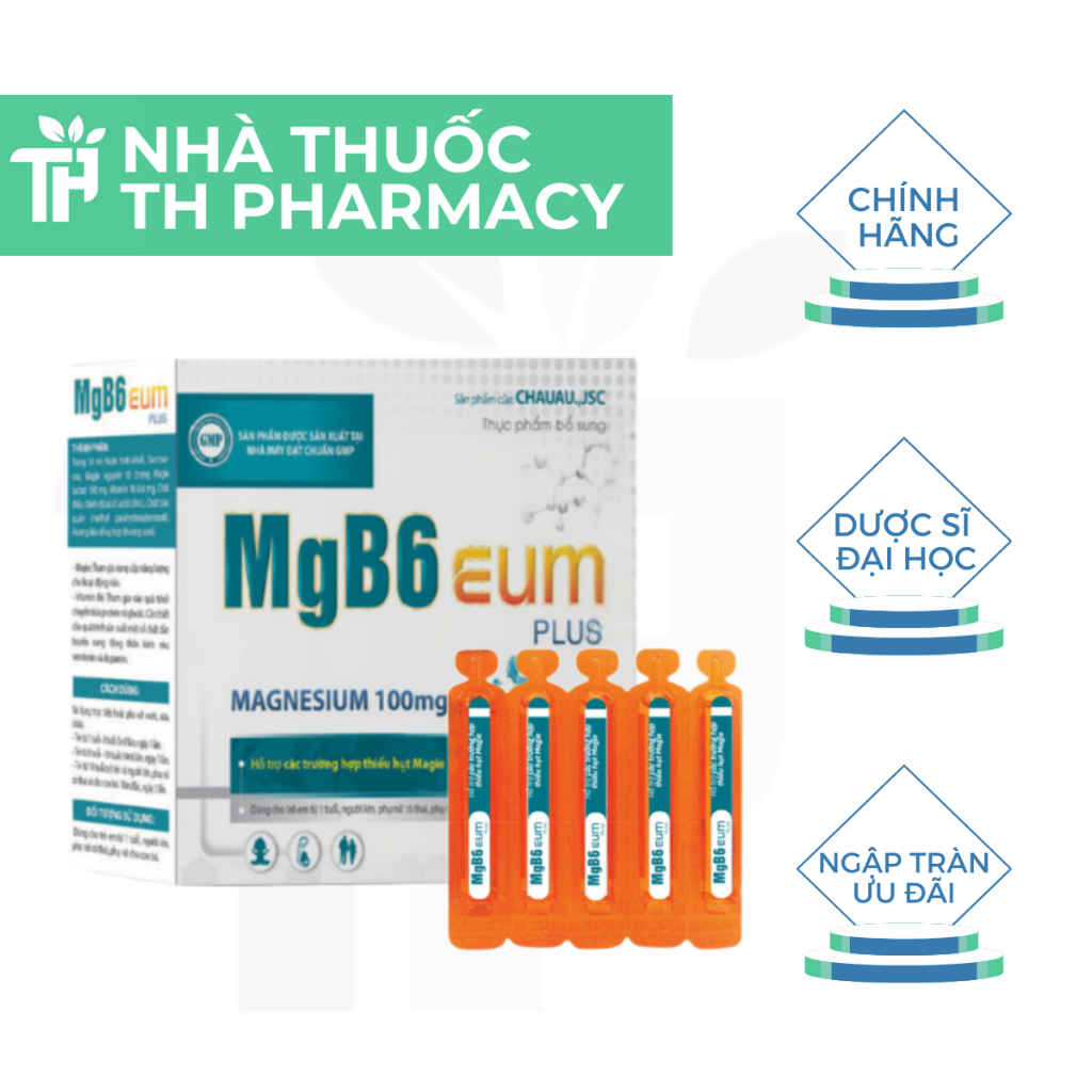 [☑️BAO CHECK] Magie B6 EUM Bổ Sung Magie Giảm Trằn Trọc Quấy Đêm Tăng Cường Sức Khỏe Hộp 20 ống TH P