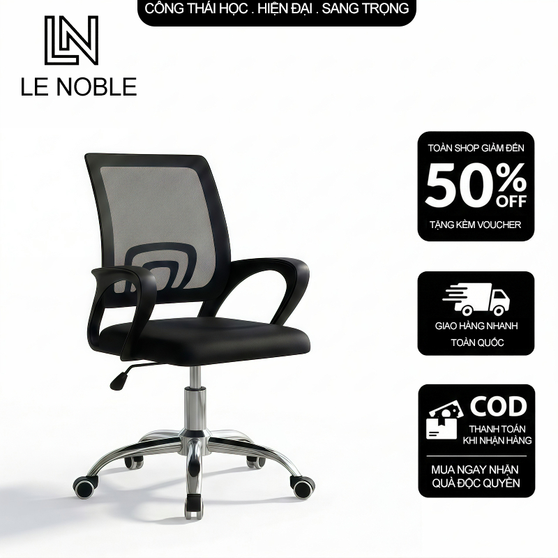 LE Ghế văn phòng Hiện đại Ghế công thái học xoay Chống mỏi lưng Bảo vệ cột sống Lưng lưới thoáng khí