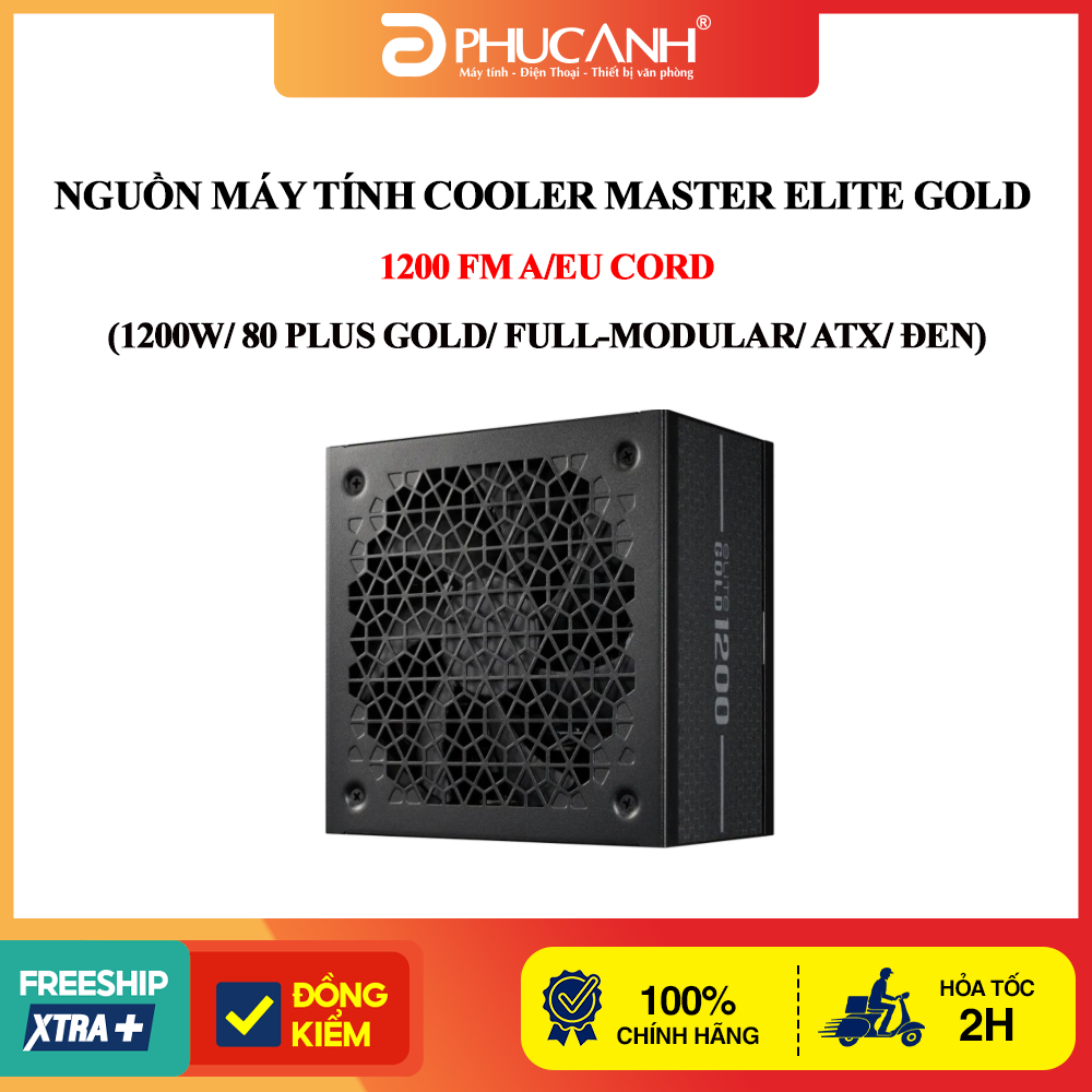 Nguồn máy tính Cooler Master ELITE Gold 1200 FM A/EU cord (1200W/ 80PlusGold/Full-Modular/ ATX/ Đen)