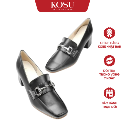 Giầy da KOSU mũi vuông cao 5cm, giày nữ Loafer Nhật Bản sang trọng 2016