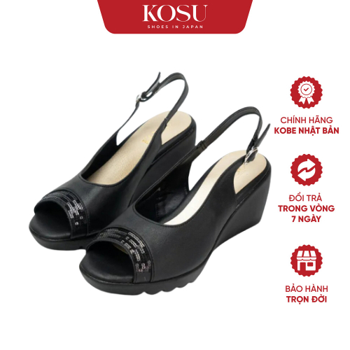 Sandal đế xuồng KOSU cao 8cm, giày đính Sequin Nhật Bản nhẹ êm bền đẹp 24011