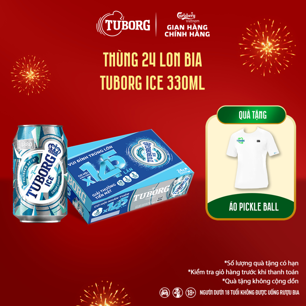 Thùng 24 lon Bia Lager Tuborg Ice (330ml/lon) - Độ cồn 4.3%