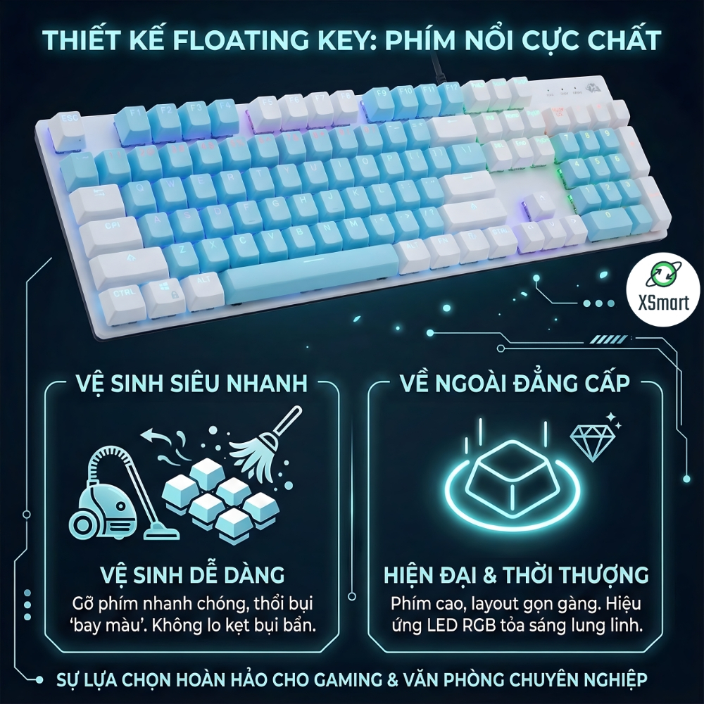 Bàn Phím Cơ Gaming Cao Cấp K1 Có 20 Chế Độ Nháy LED RGB, Sử Dụng Trục Cơ Red Switch Gõ Êm | BigBuy360 - bigbuy360.vn