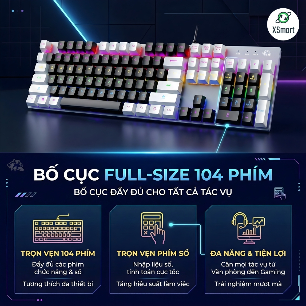 Bàn Phím Cơ Gaming Cao Cấp K1 Có 20 Chế Độ Nháy LED RGB, Sử Dụng Trục Cơ Red Switch Gõ Êm | BigBuy360 - bigbuy360.vn