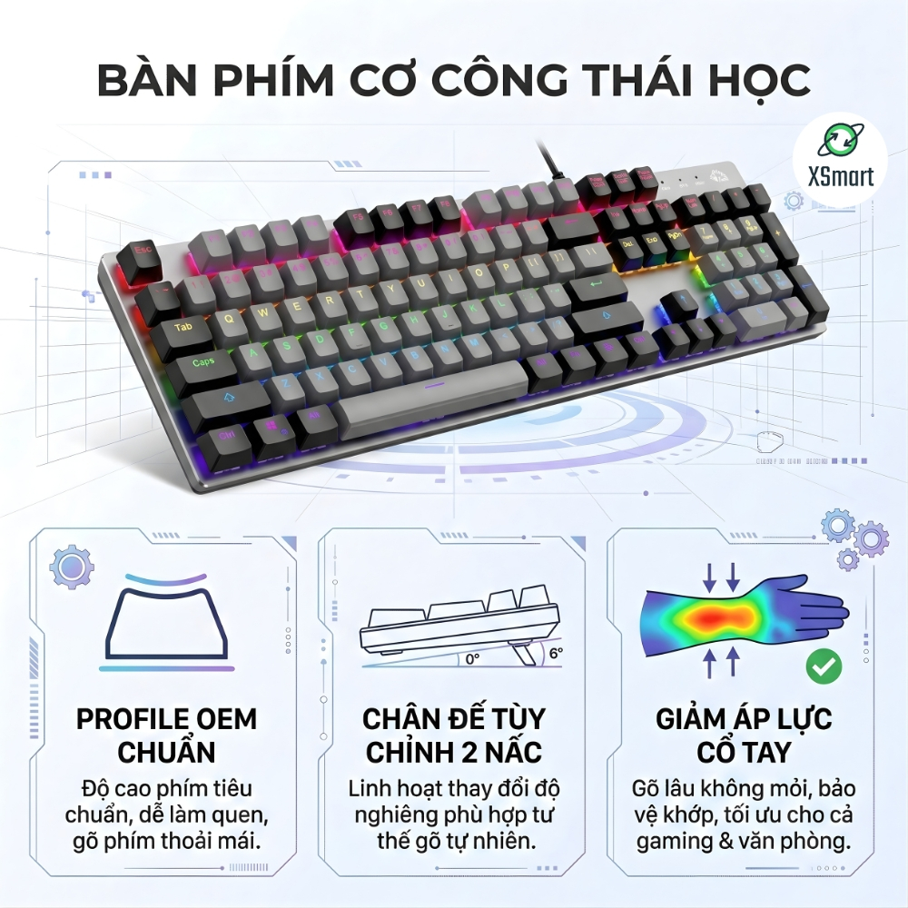 Bàn Phím Cơ Gaming Cao Cấp K1 Có 20 Chế Độ Nháy LED RGB, Sử Dụng Trục Cơ Red Switch Gõ Êm | BigBuy360 - bigbuy360.vn