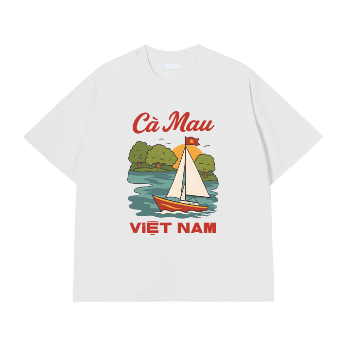 Áo phông nam nữ unisex form vừa du lịch Cà Mau, áo thun tay ngắn cổ tròn cotton mềm mát - ta/tb2234