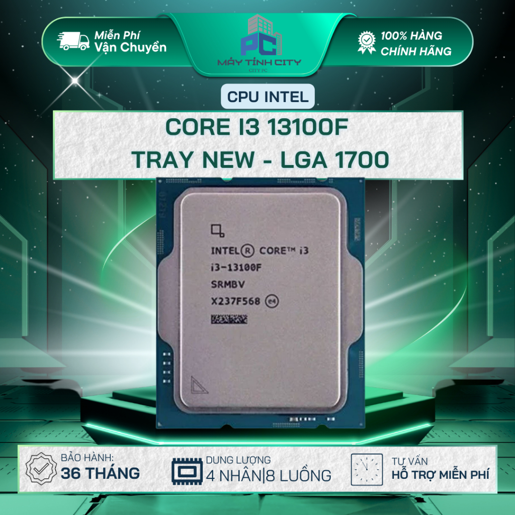 CPU Intel Core i3 13100F | LGA1700, 4 nhân/8 luồng, Max 4.5 GHz - NEW Tray