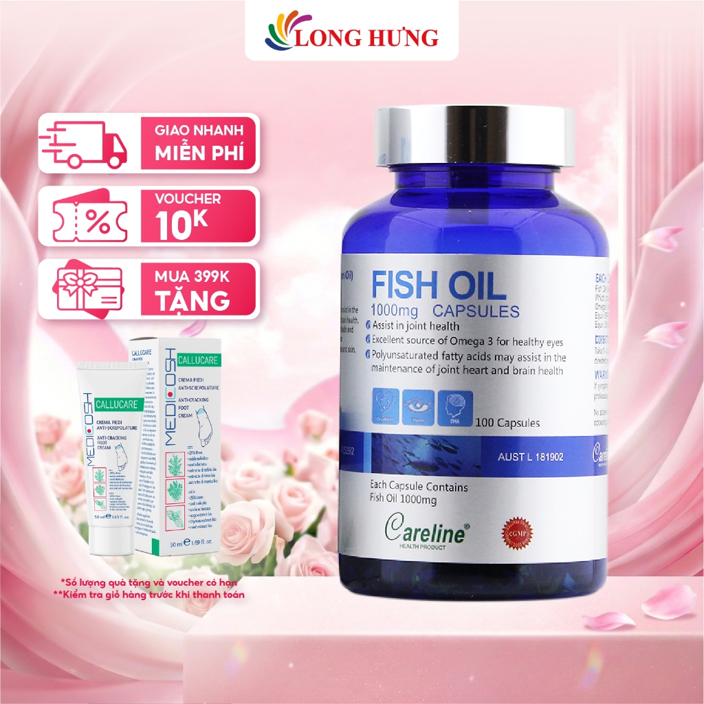 Viên uống Careline Fish Oil 1000mg hỗ trợ tim mạch trí não (100 viên)