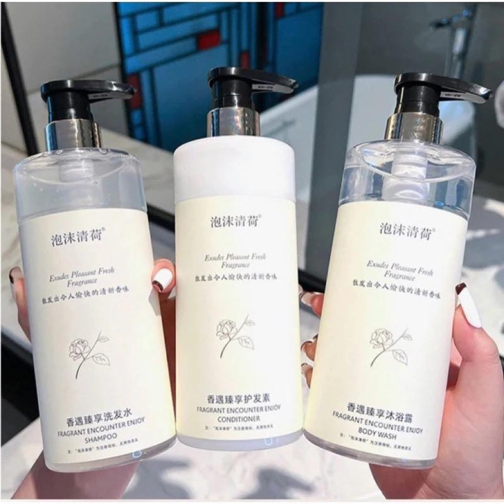 combo 3 Sữa tắm Hoa Trà Camelia 500ml Quian Chun Dầu gội dầu xả Hoa Trà Camelia 500ml sáng da dưỡng 