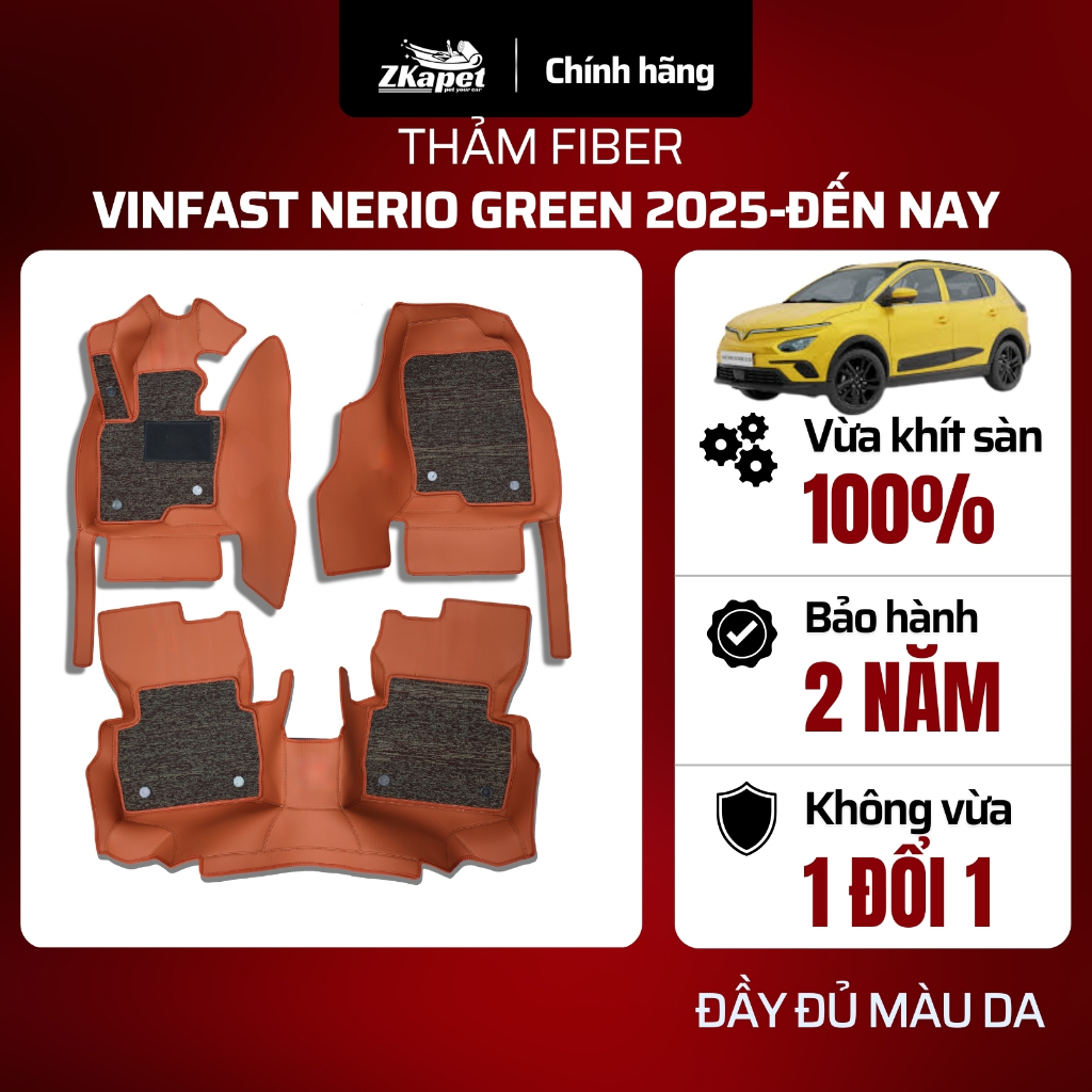 Thảm Lót Sàn Ô Tô Da Fiber Xe Vinfast Nerio Green năm 2025-Đến Nay 5 chỗ ZKAPET
