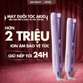 Máy duỗi tóc ép thẳng AKIO tạo kiểu thẳng xoăn có ion âm, đèn hồng ngoại bảo vệ tóc tối đa