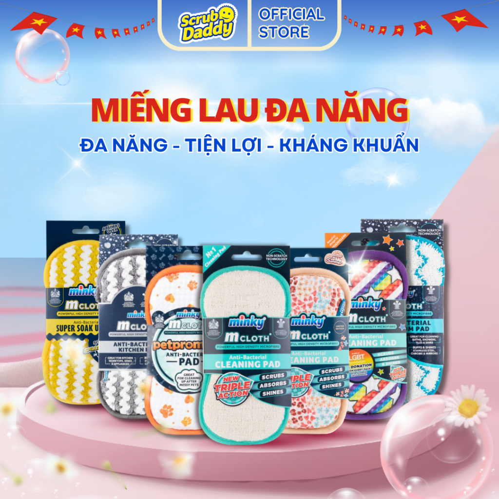 Trọn Bộ Miếng Lau Vệ Sinh Minky Homecare - Kháng Khuẩn, Đa Năng và Siêu Tiện Lợi