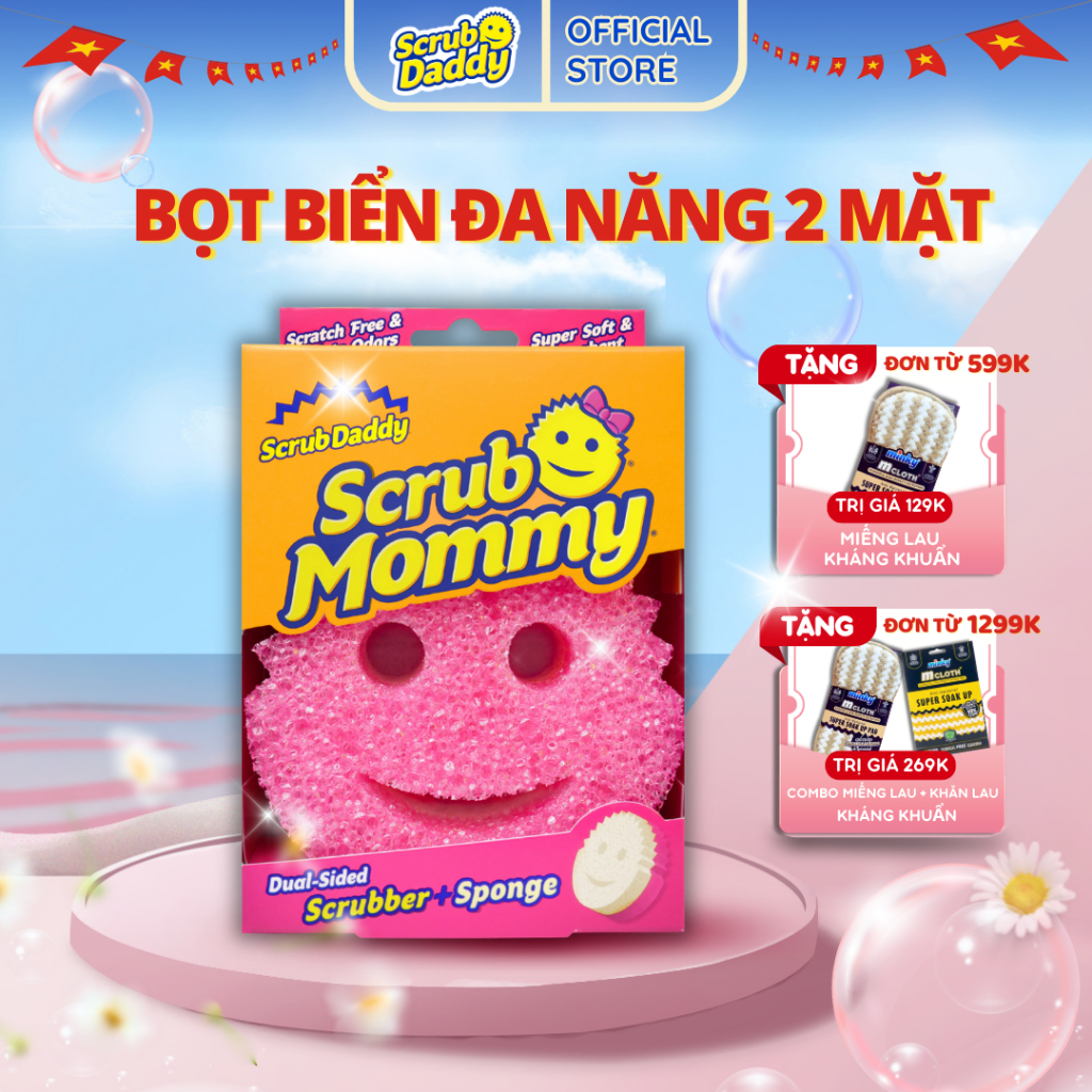 Miếng rửa chén bọt biển Scrub Mommy - 2 mặt đa năng - an toàn - chống mùi