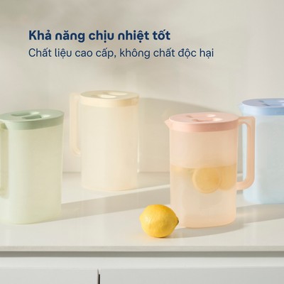 [NEW ARRIVAL] Bình nước có quai YAMA inochi 2.6L nắp đậy, bình nước để tủ lạnh Chống Rò Rỉ, Chất Liệu PP An Toàn