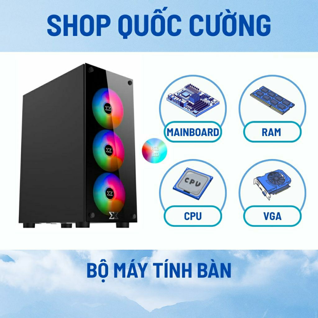 Bộ máy tính bàn gaming loại 1 3DX i3 12100F-16GB-160GB-RTX 3060TI Gaming Max Option. hàng new bảo hà