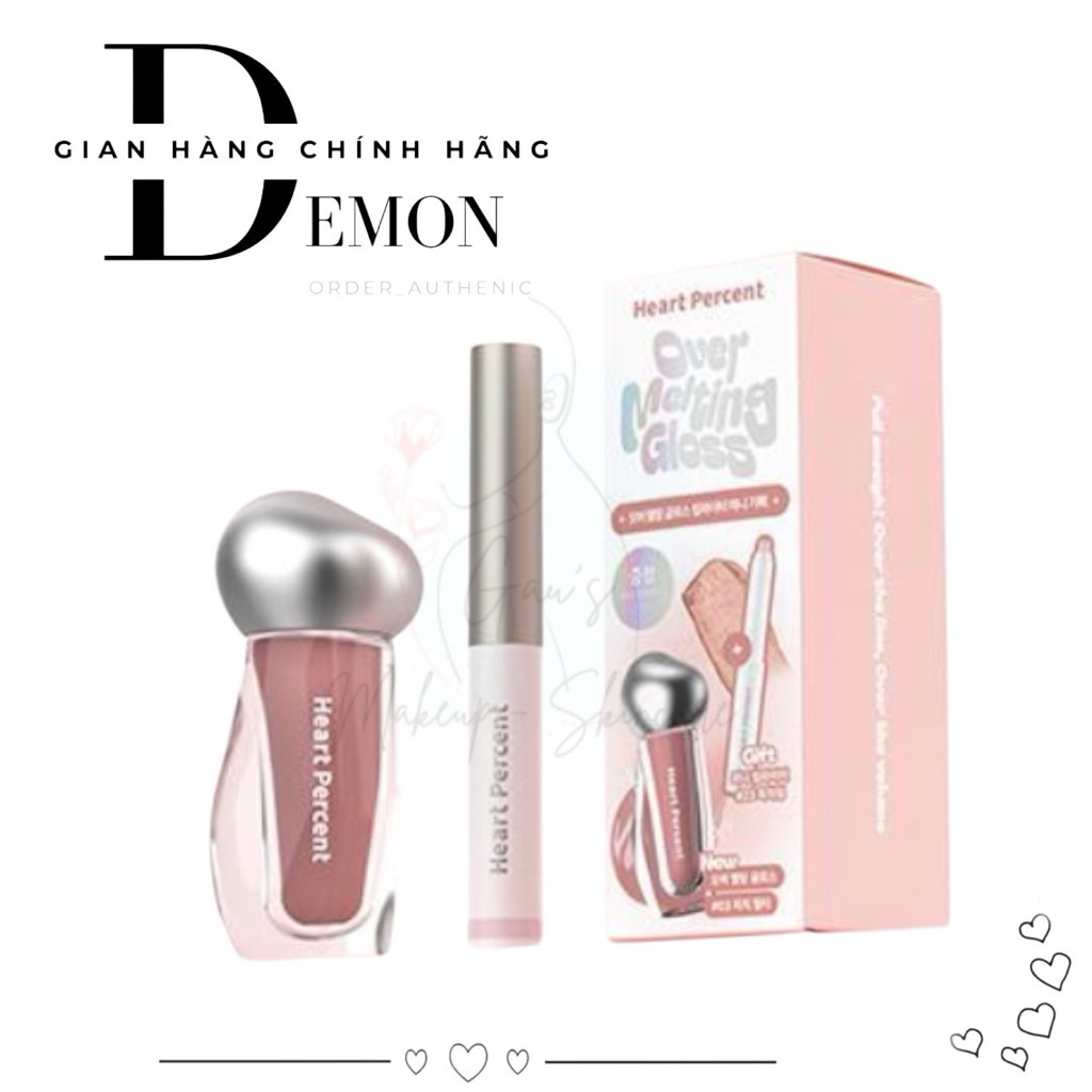 Set son Heart Percent Over Melting Gloss tặng kèm Lip Lighter