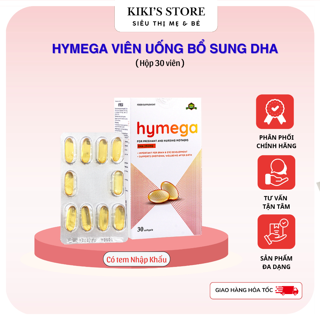 DHA - Viên uống bổ sung Dha hàm lượng cao tinh khiết, EPA, vitamin E Aplicaps Hymega hộp 30 viên
