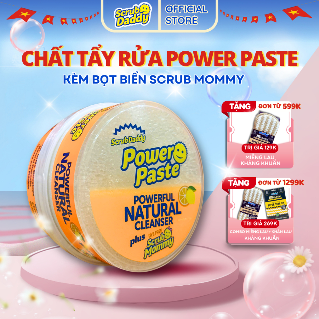 Scrub Daddy - Bộ chất tẩy rửa & làm sạch đa bề mặt gồm Power Paste và bọt biển Scrub Mommy