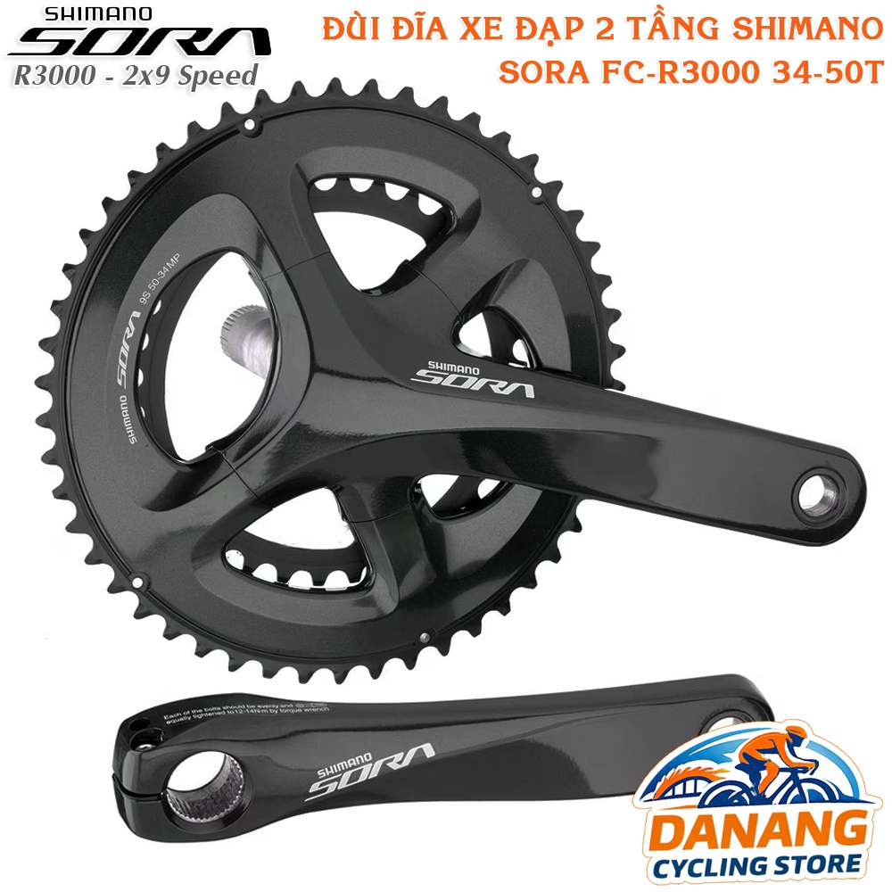 Đùi Đĩa Rỗng Xe Đạp SHIMANO Sora FC R3000 2 Tầng 34-50T | Giò Dĩa Road, Touring – Chính Hãng