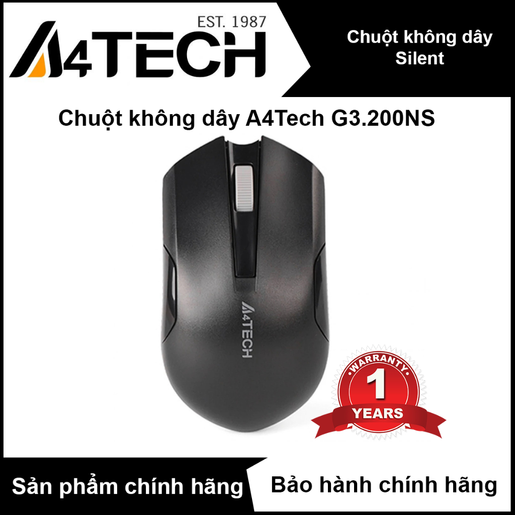 Chuột không dây Silent A4tech G3-200NS - Chính hãng (tiếng click siêu êm)