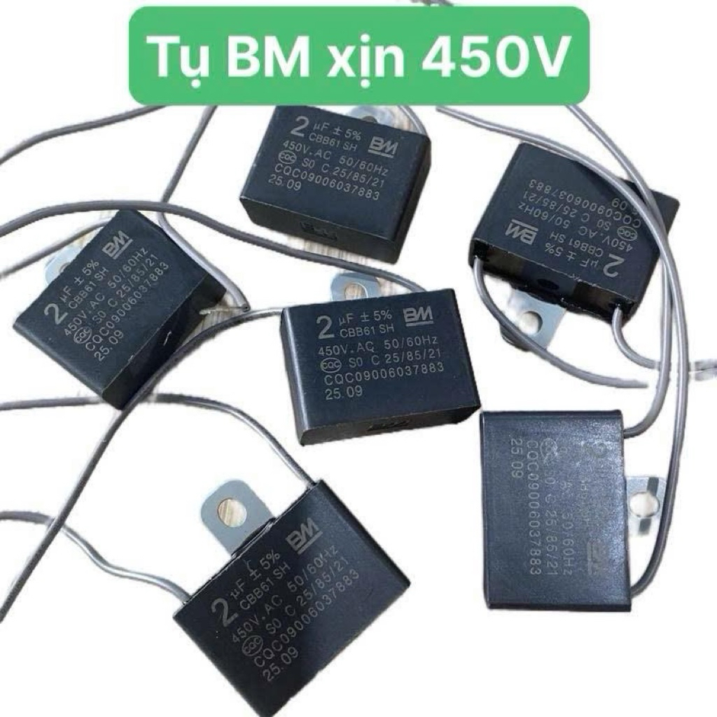 Combo 6 tụ quạt 2uf 450v BM CBB61 SH tai vít bằng sắt loại tốt dùng sửa chạy yếu tất cả các loại QUẠT 45-75w