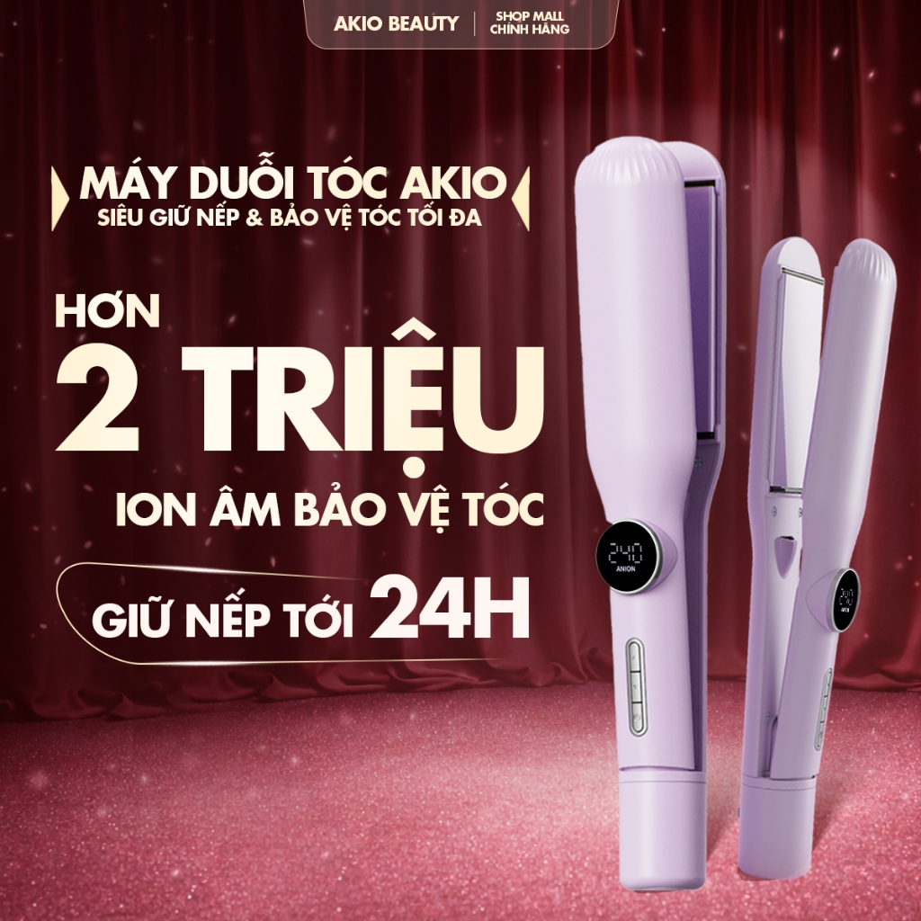 Máy duỗi ép thẳng tóc bản lớn AKIO tạo kiểu xoăn thẳng có ion âm bảo vệ tóc tối đa