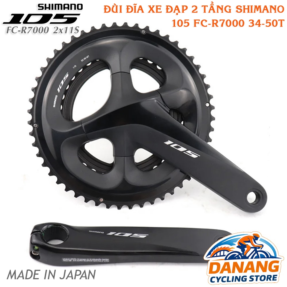 Đùi Đĩa Rỗng Xe Đạp SHIMANO 105 FC R7000 2 Tầng 34-50T | Giò Dĩa Road, Touring – Chính Hãng