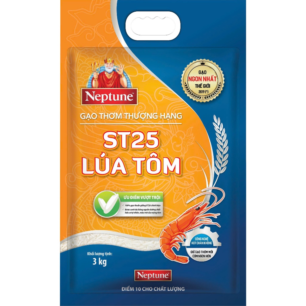 Gạo thơm thượng hạng ST25 Lúa Tôm 3kg